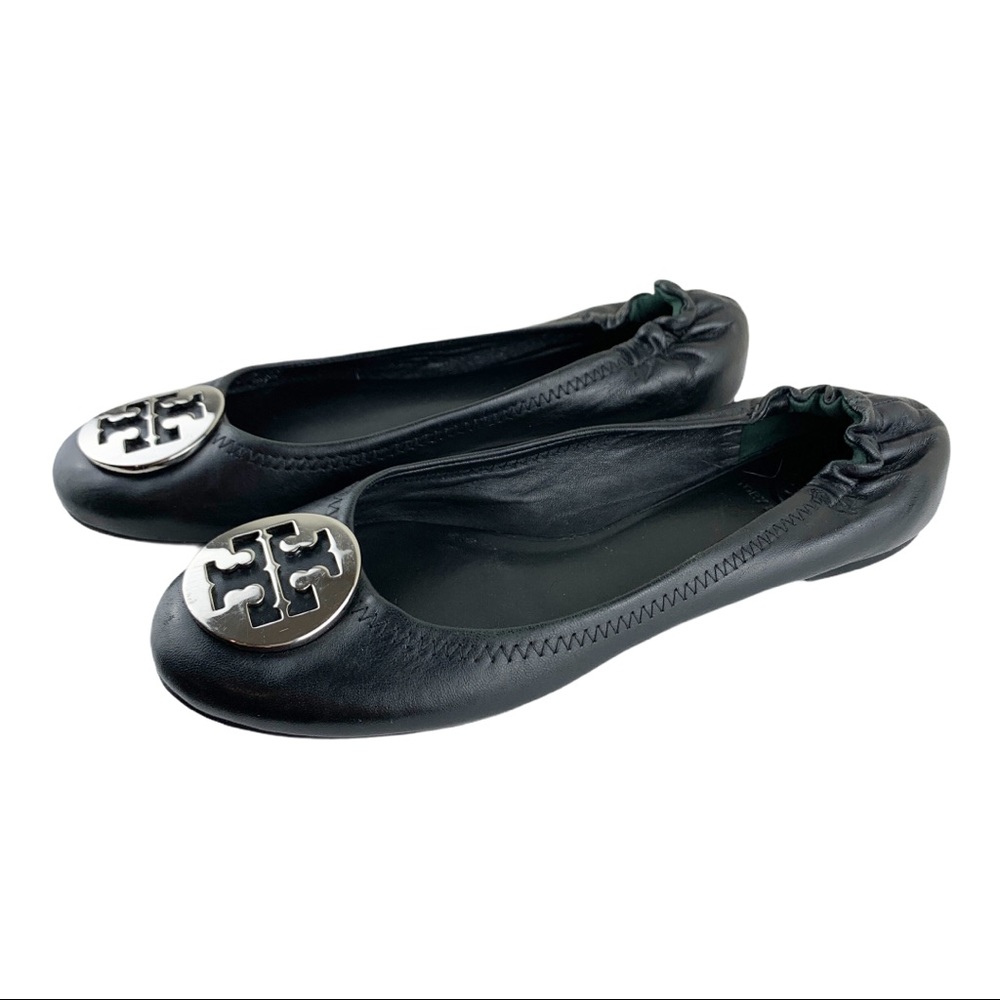 Tory Burch Women’s Black Ballet Flat w/Silver Logo